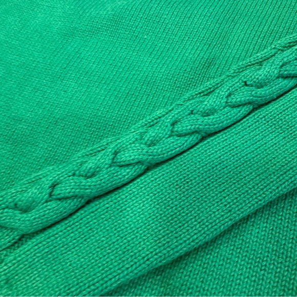 Evan Picone Cable Knit Boat Neck Sweater 100% Cotton Green Size Small - Picture 7 of 9
